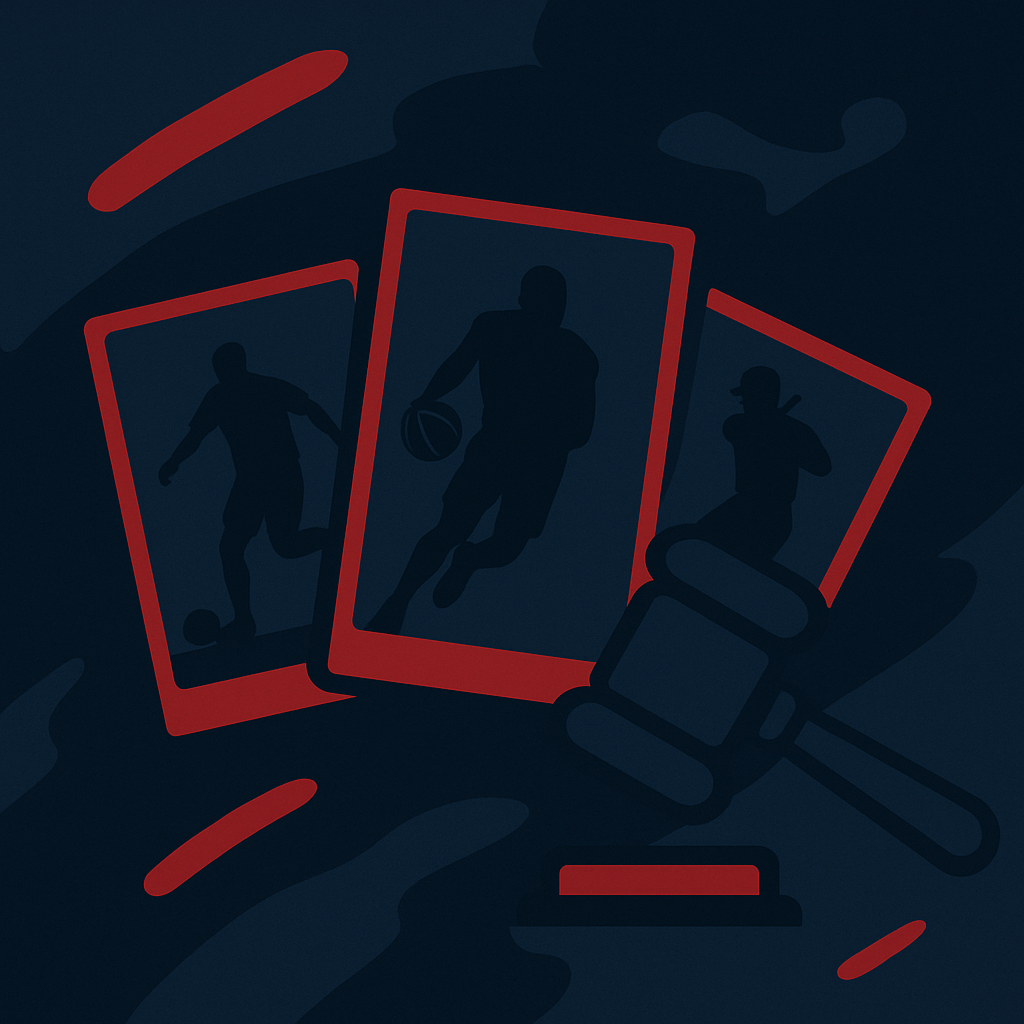 Stylised collage of sports trading cards